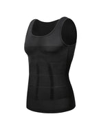 Men's black compression tank top, perfect waist corset trainer support