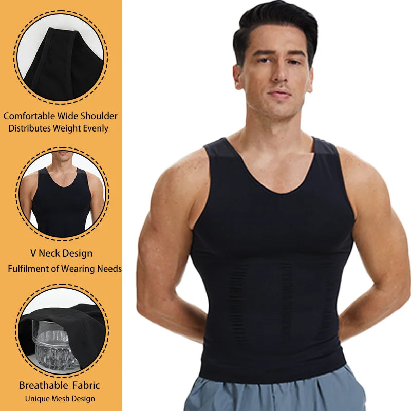 Men's black waist corset trainer with breathable mesh fabric