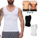 Men's white compression tank top, supports waist corset trainer