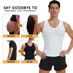 Men's waist corset trainer, black, breathable material, body shaping