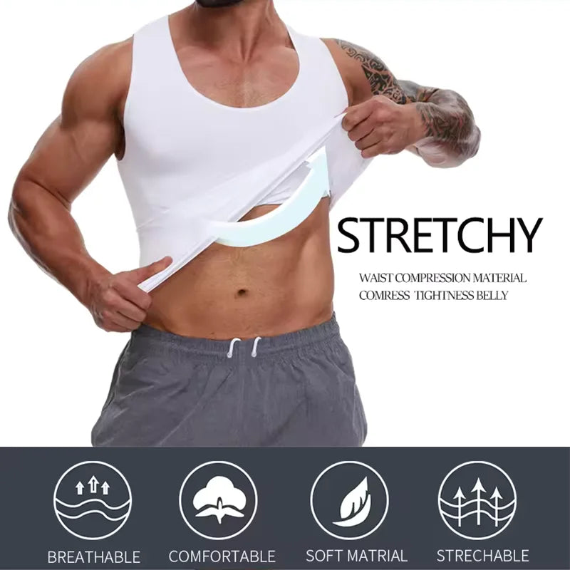 Men's waist corset trainer in white, breathable and stretchy material for comfort