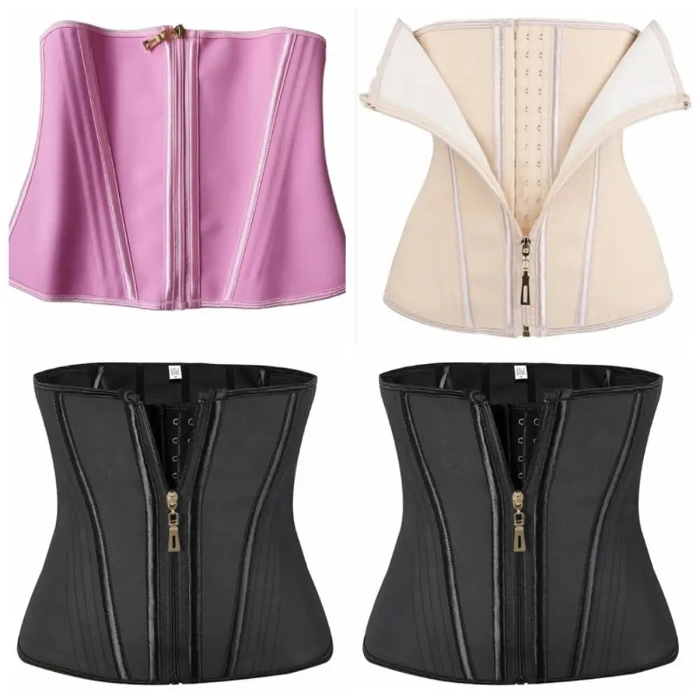VacationGrabs waist corset trainer in pink, cream, and black, ideal for shaping and support