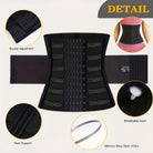 Black waist corset trainer with breathable mesh and steel support