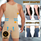 Men's body shaper waist corset trainer in beige for a toned look