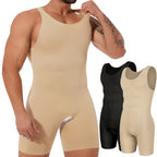 Men's compression wear set, black and beige, ideal for waist corset trainer
