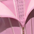 Pink waist corset trainer with hook-and-eye closure for shaping