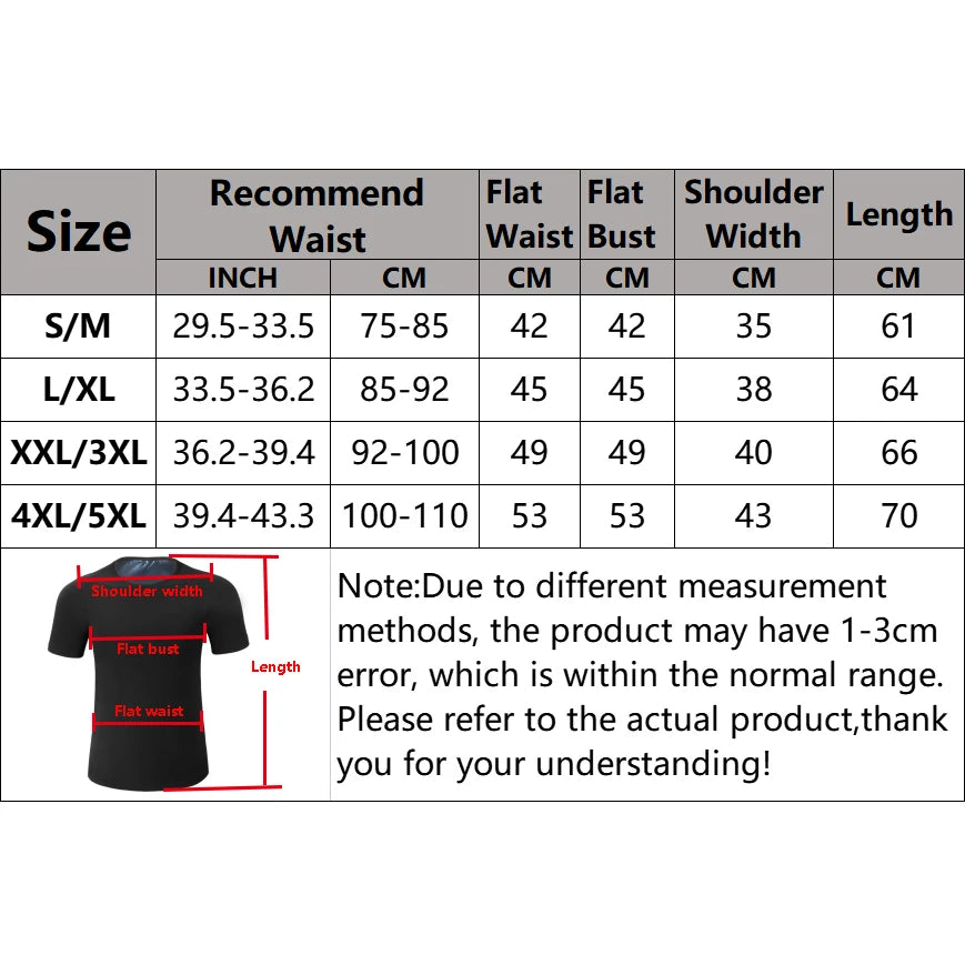 Size chart for VacationGrabs waist corset trainer with measurement details