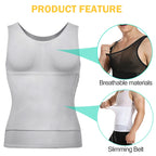 Men's white waist corset trainer, breathable material for slim fit