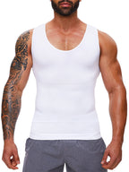 Men's white compression tank top, perfect under waist corset trainer