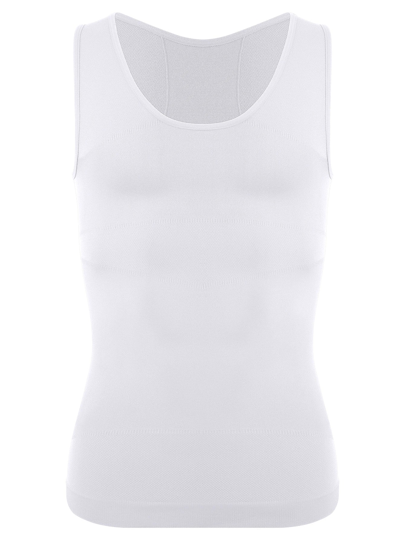 Men's white compression tank top, ideal for waist corset trainer