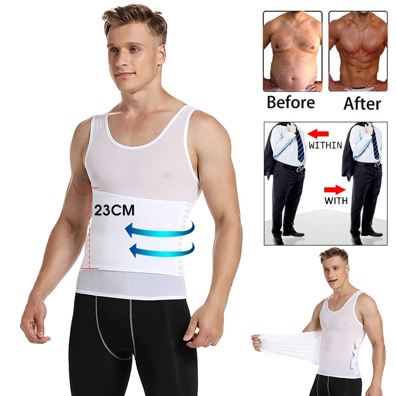 Men's waist corset trainer, breathable fabric for effective compression