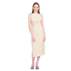 Emory Park women's waist cut out dress in beige with a stylish mid-length design