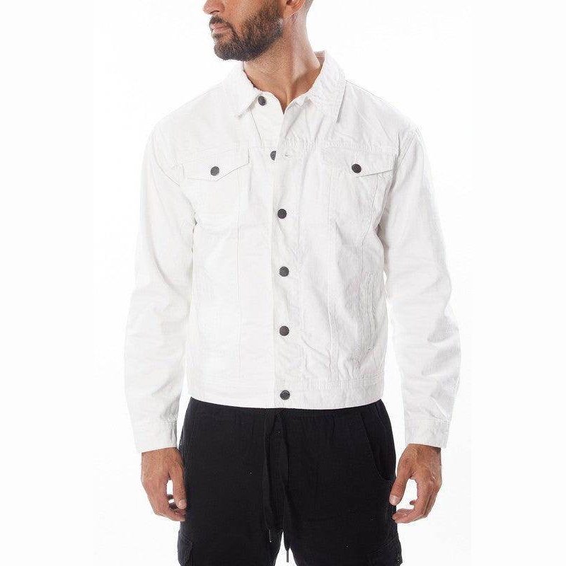 Men's White Waist Length Denim Jacket by Blue Age with Button Closure and Front Pockets