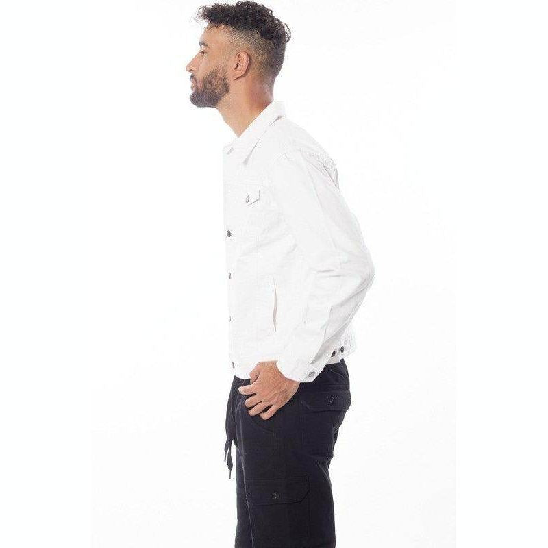 Blue Age waist length denim jacket in white, perfect for casual and stylish outfits