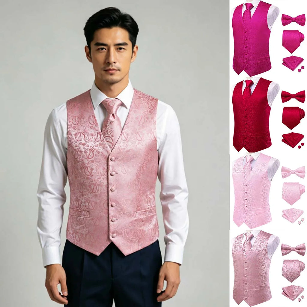 Men's pink floral waistcoat for men, perfect for formal events