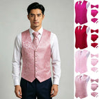 Men's pink floral waistcoat for men, perfect for formal events