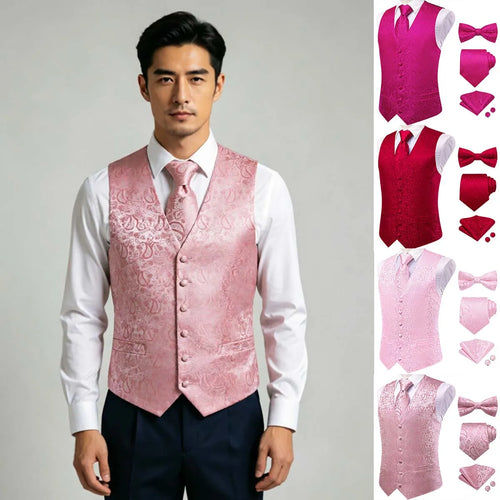 Men's pink floral waistcoat for men, perfect for formal events