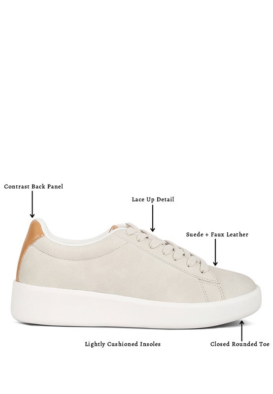 Women's beige suede sneakers, perfect walking shoes for sightseeing tours
