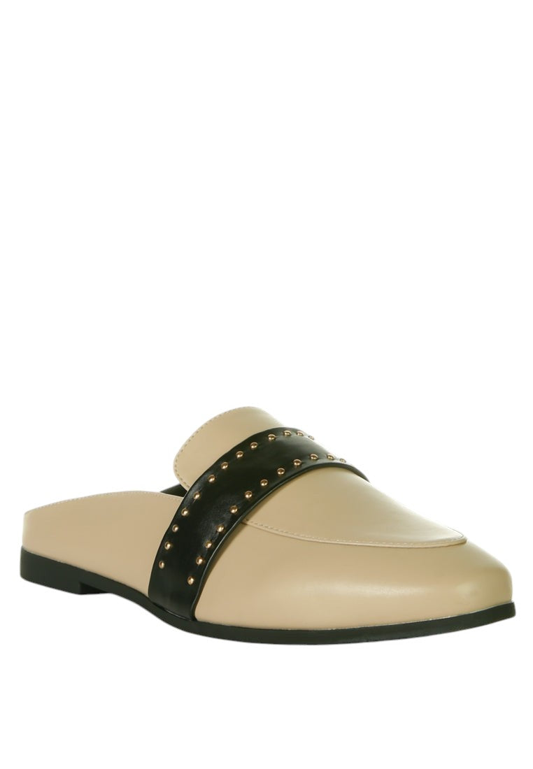Walkout Faux Leather Studded Detail Mules