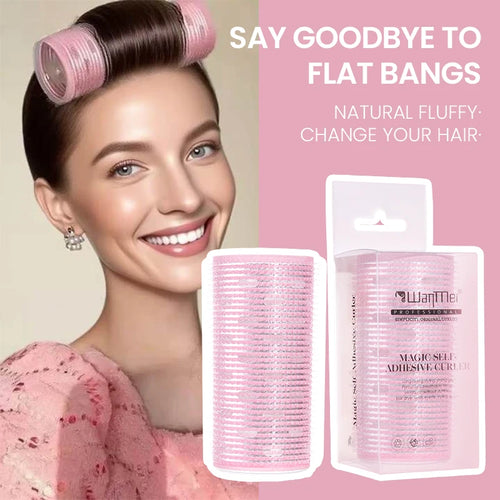 Pink no heat hair rollers for women, ideal for creating natural fluffy hairstyles