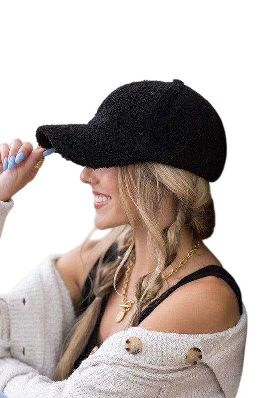 Warm Boucle Ball Cap for Women