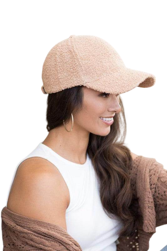 Warm Boucle Ball Cap for Women