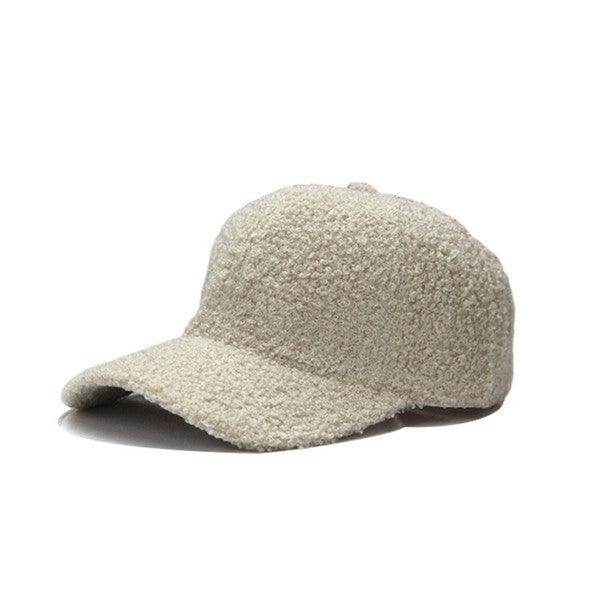 Aili's Corner warm boucle ball cap in beige design for stylish winter accessories