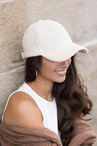 Aili's Corner Warm boucle ball cap in cream color, perfect for cozy winter outfits