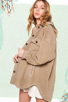 La Miel Women's Warm Vacation Jacket in Beige with Button Closure and Cozy Design