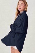 La Miel Women's Warm Vacation Jacket in Navy with Button Closure and Cozy Design