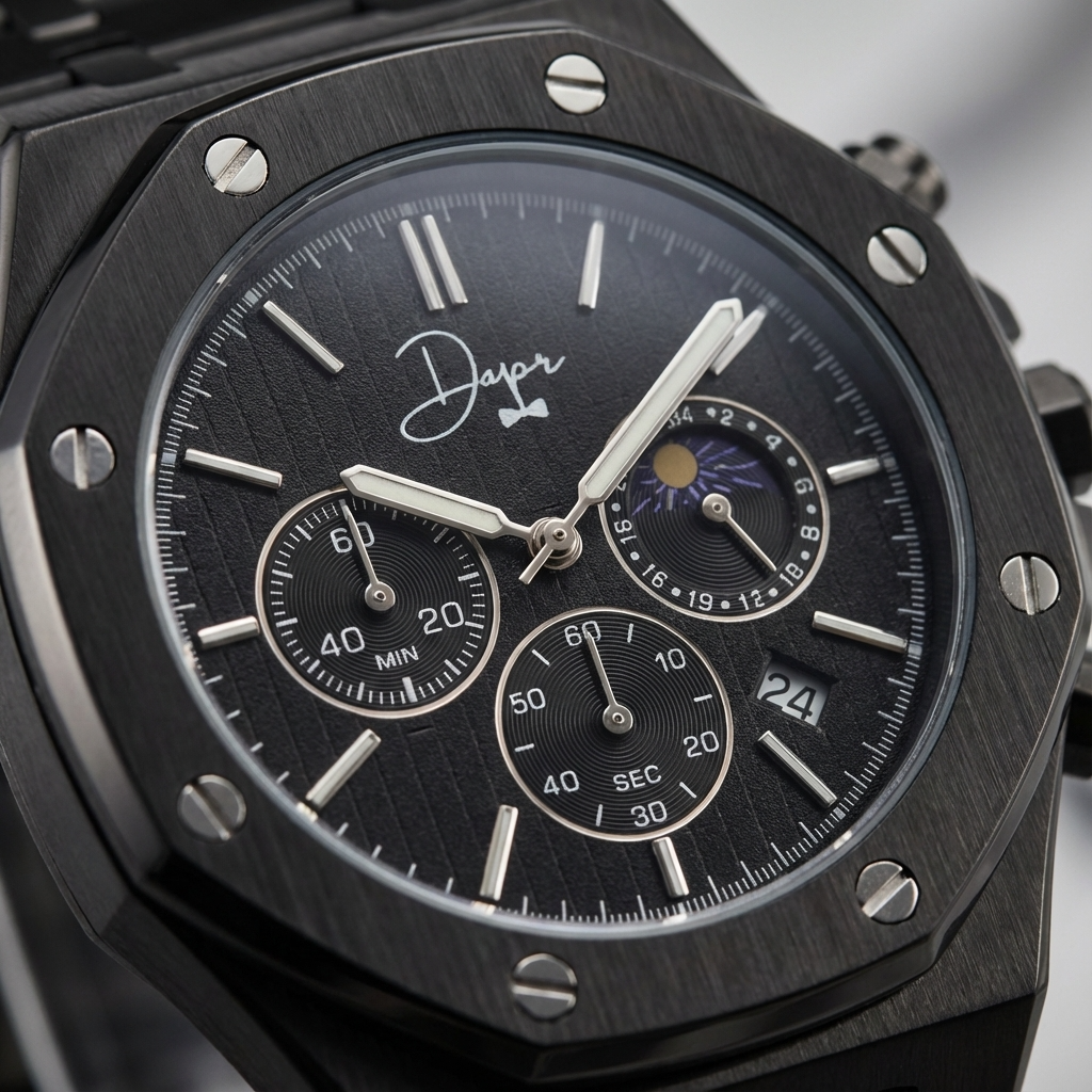 Dapper men's black stainless steel watch for formal occasions