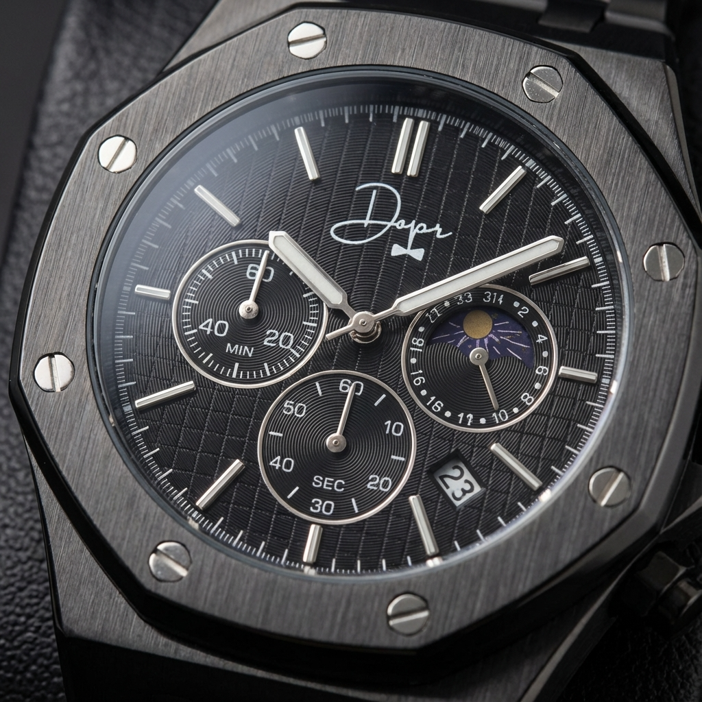Dapper Men's watch in black with multifunctional features