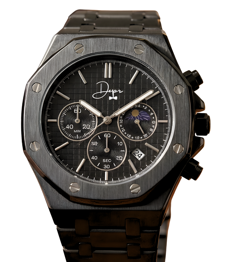 Dapper Watches men's black chronograph watch, stylish and durable