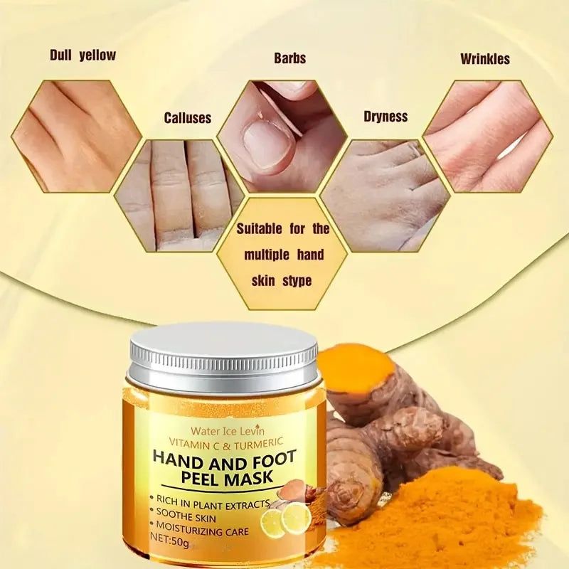 Vitamin C turmeric hand mask for nourishing and exfoliating hands