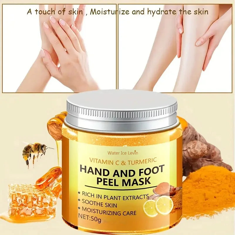 Vitamin C turmeric hand mask, hydrating treatment for soft skin