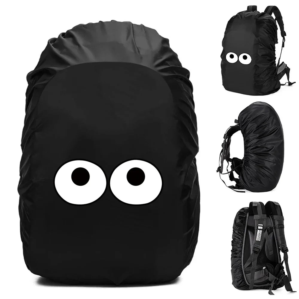Black waterproof backpack rain cover for protecting belongings from rain