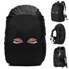 black waterproof backpack rain cover with stylish eye design for protection