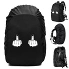 Black waterproof backpack rain cover with unique graphic design