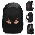Black waterproof backpack rain cover with expressive hand design
