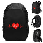 Black waterproof backpack rain cover with heartbeat design for protection