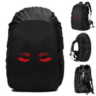 Black waterproof backpack rain cover with stylish red eye design