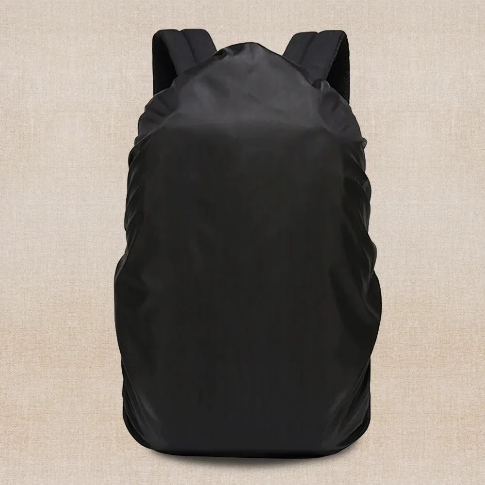 Black waterproof backpack rain cover for rainy outdoor adventures