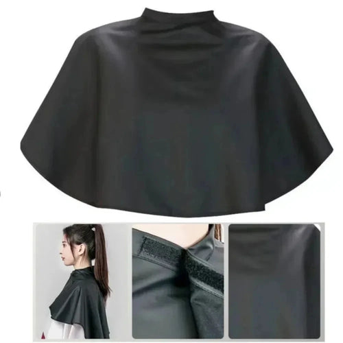 Black waterproof hairdressing cape for salon styling and protection