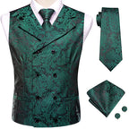Men's green paisley vest set, stylish for weddings and formal events