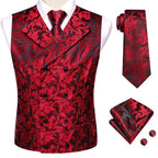 Men's red paisley vest set, elegant for wedding day hair accessories