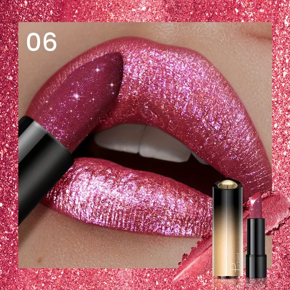 Shimmery pink lipstick, perfect for wedding party makeup artist applications