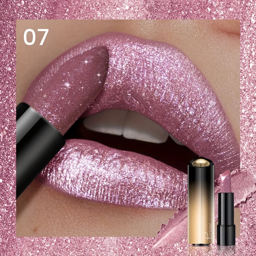 Shimmery pink lipstick perfect for wedding party makeup artist use