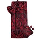 Elegant red patterned bow tie and pocket square set for wedding tuxedo set accessories