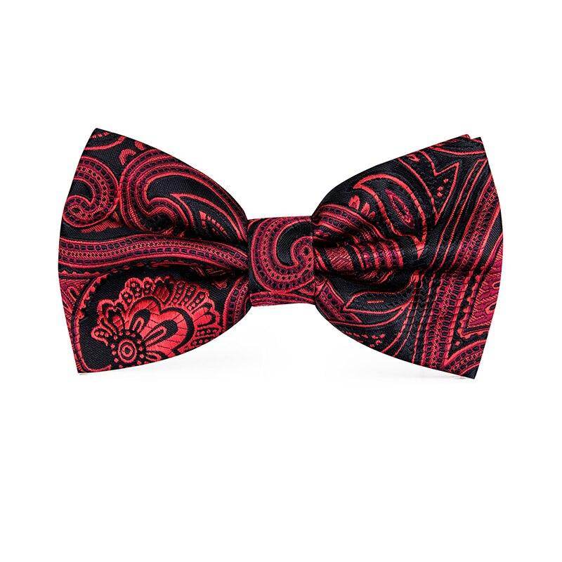 Elegant red paisley bow tie perfect for a wedding tuxedo set