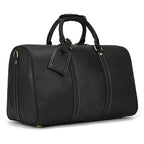 Black leather weekend bag for stylish travel and storage
